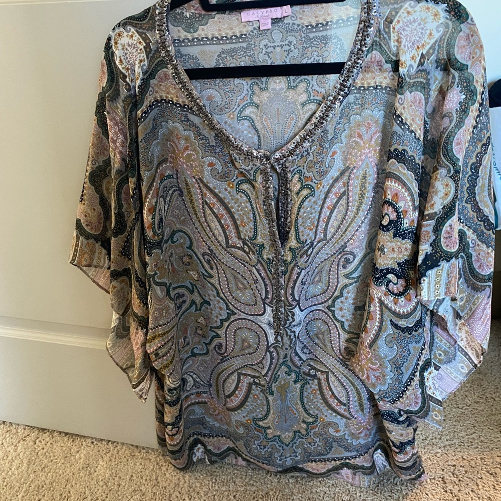 Calypso paisley cover up or blouse
